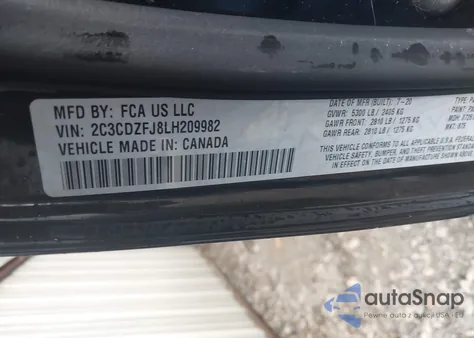 2020 Dodge Challenger R/T Scat Pack Widebody z USA, uszkodzony, nr VIN 2C3CDZFJ8LH209982